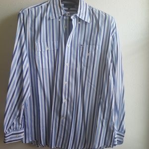 Faconnable Shirt Blue White Striped